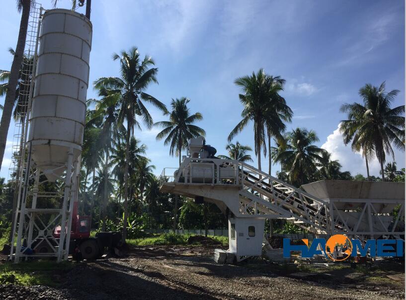 YHZS60 mobile concrete batching plant install in Philippines